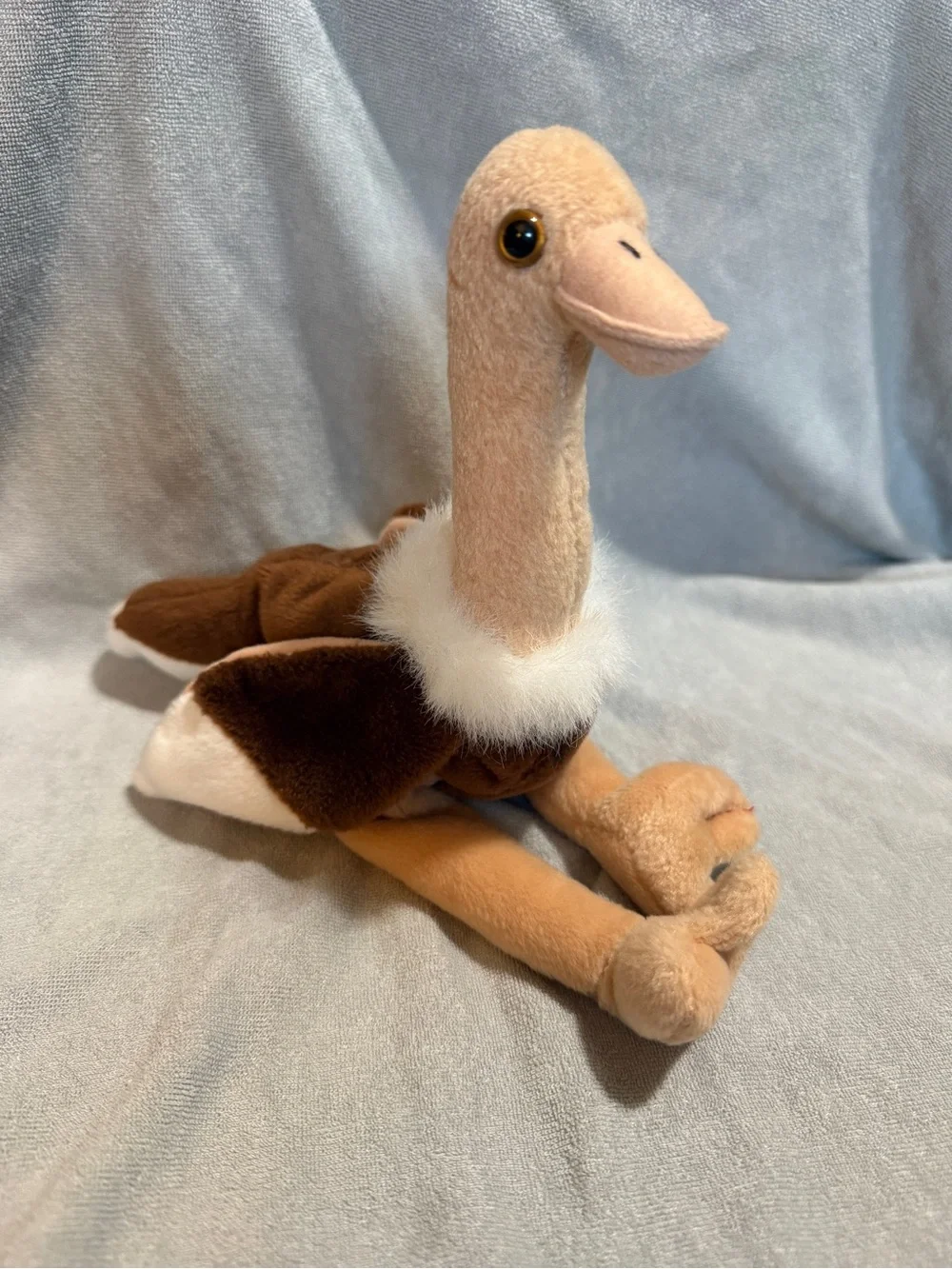 Plush Ostrich Toy in Brown, Cream and White - Soft Cuddly Bird (1997)
